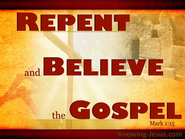 Mark 1:15 Repent And Believe In The Gospel (red)